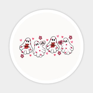 Retro Valentines Day Cute Ghost Boo Spooky Womens Girls Kids Magnet